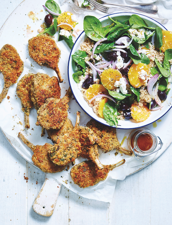 Crumbed lamb cutlets with orange and couscous salad | Recipes | Woman ...