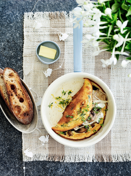 Mushroom & goat's cheese soufflé omelettes